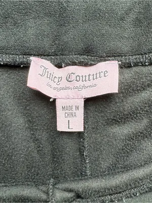 Juicy Couture Velour Track Pants Sweats L Black Velour Bling Cozy Retro Y2K thumbnail 5
