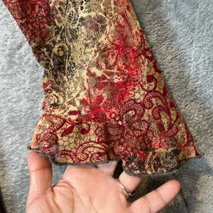 Vintage 90s Brocade Lace Floral Dress Whimsical Dark Fairy Cottagecore Sz Medium thumbnail 7