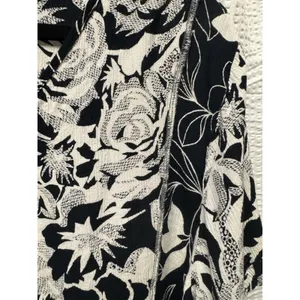 Women Draper and Damons PXL Rayon Black Off White‎ Floral Button Pullover Blouse thumbnail 6