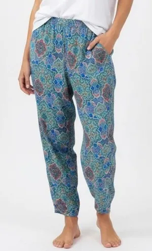 SUNSETS Bohemian Tile Print Wide Leg Lounge Pants‎ Size L thumbnail 1