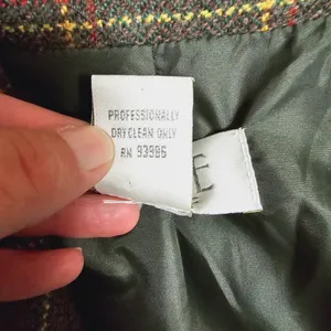 Vintage Petite Sophisticate Drab Olive Plaid Wool Blend Blazer Size 12 thumbnail 6