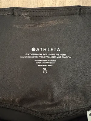 Athleta Elation Matte Foil Shine 7/8 Tight Leggings Women’s Size XL Black thumbnail 4