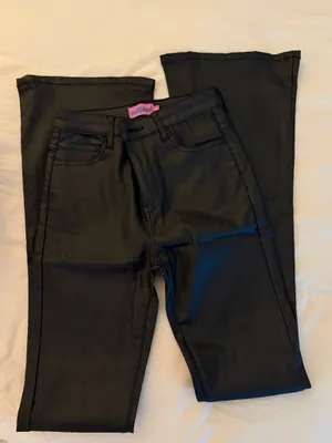 Luna Faux Leather Flare Jeans thumbnail 3