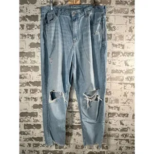 American Eagle | women curvy mom jeans distressed denim thumbnail 8