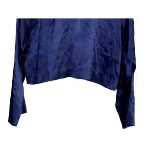 Zara Long Sleeve Satin Effect Crop Track Jacket Stretch Pockets M Sapphire Blue thumbnail 8