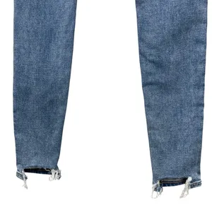 American Eagle SZ 4 LONG Hi-Rise Jegging Jeans Soft Knit Chewed Hems Whiskered thumbnail 6