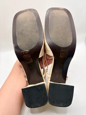 Anthropologie Bibi Lou EU 37 US 6.5 Cream Croc Slingback Loafers Horsebit thumbnail 9