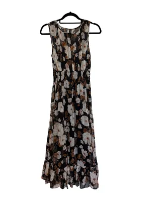 Abercrombie Black and Brown Fall Floral Sleeveless Midi Dress - Size S thumbnail 3