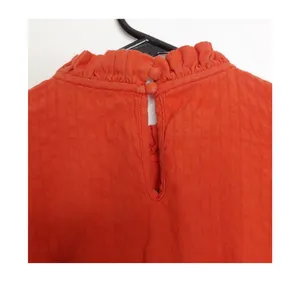 ASOS Burnt Orange Mini Dress Smocked Corset Waist Long Sleeve Cotton‎ S Pumpkin thumbnail 10