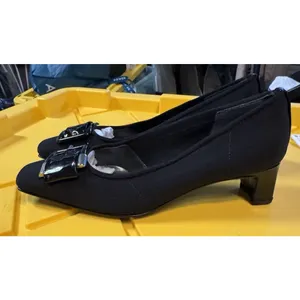 Stuart Weitzman black fabric and patent leather buckle pumps Size 6.5 M thumbnail 2