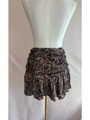 Free People Women's Size 8 Brown Multi-Color Snake Print Mini Skirt with Drawn-W thumbnail 3