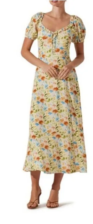ASTR The Label Yellow Floral Dress Size Medium thumbnail 1