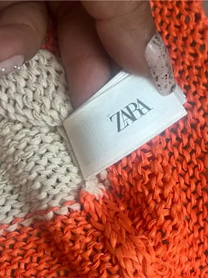 Zara Cream Coral Orange Open Knit Short Sleeve Top Size S thumbnail 13