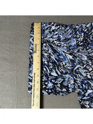Blue, Black, & White Abstract Brushstroke Patterned Scarf Blue thumbnail 10