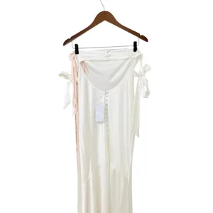 Lulus Eternally Loved White Cutout Satin Off-the-Shoulder Maxi Dress size S NWT thumbnail 7