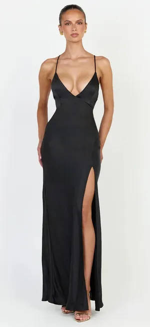 Showpo black dress maxi size 6 thumbnail 1