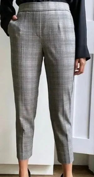 Aritzia Babaton Conan Pants Cropped Gray Check High Rise Pull On Plaid Size 8 thumbnail 1