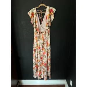 HUTCH Ella Pink Floral V-Neck Ruffle Maxi Dress Size 0 thumbnail 7