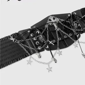 Black Gothic Corset Belt with Silver Chains thumbnail 4