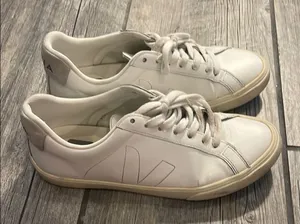Veja White Minimalist Sneakers with Rubber Sole thumbnail 1