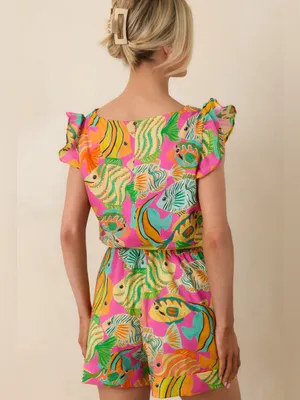 Paradisa Melbourne Pink Multi Cotton Fish Print Romper Size Small thumbnail 7