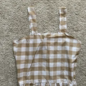 Tan and White gingham Checkered Dress thumbnail 2