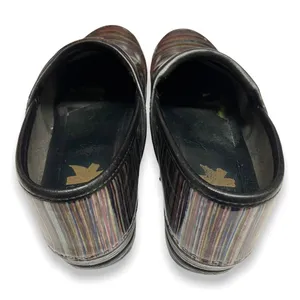 Dansko Womens Shoes 40 9.5 10 Striped Print Gold Copper Black Closed Back Clogs‎ thumbnail 7
