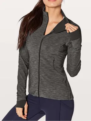 Lululemon Gait Keeper Jacket Full Zip Long Sleeves Heathered Black 6 W4AKFS thumbnail 1
