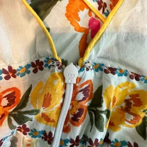 Farm Rio Blue Spring Bananas Midi Dress Size Large Tropical Vacation Casual thumbnail 6