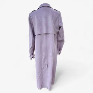 Zara Faux Suede Lavender Trench Coat Dusty Lilac Tie Waist Soft Minimalist S thumbnail 5