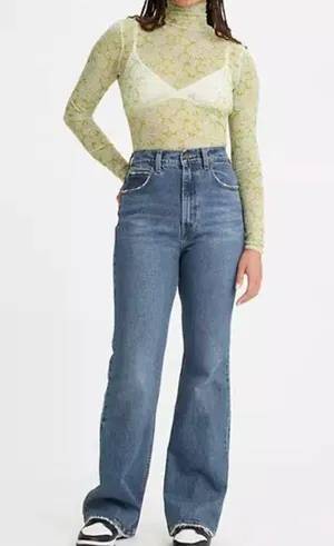 Levis Premium 70'S HIGH RISE FLARE WOMEN'S JEANS 25x32 Somona Step Dark Wash thumbnail 2