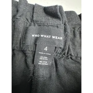 Who What Wear Womens Black Linen Blend Wide Leg Cropped Paperbag Pants‎ Size 4 thumbnail 6
