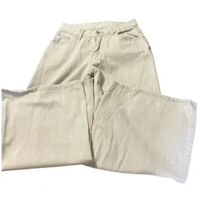 DAZY Shein Beige Super Wide Leg High Waist Denim Pants Size Medium (28x26) thumbnail 1