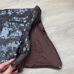 Abercrombie and Fitch Strapless Brown Sequin Corset thumbnail 5