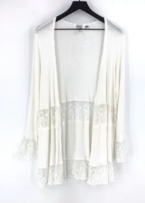JODY California Y2K Lace Trimmed Cardigan White M thumbnail 1