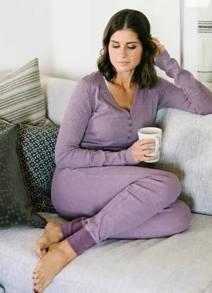 Zyia Dont Wake Me Up Lilac Purple Thermal Waffle Knit Lounge Sleep Top XL new thumbnail 1
