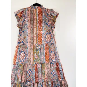 Pinch Womens Dress Brown Midi Tiered Floral Flutter Flowy A Line Boho Medium thumbnail 8