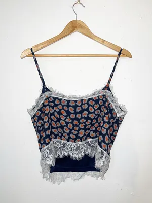 Listicle cheetah print navy orange white gray chic lace trim tank top new thumbnail 9