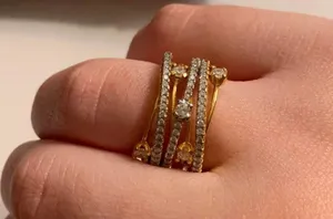 💥$2💥 Crystal Ring Gold thumbnail 1