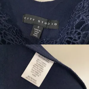 City Studio Navy Lace Detail‎ Going Out Date Night Formal Stretch Dress Small thumbnail 12