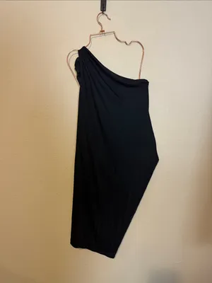 Tory Burch‎ Silk Black Ikela Asymmetrical One Shoulder Dress Size Medium thumbnail 5