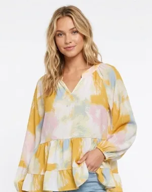 ENTRO multicolor pastel boho top size large thumbnail 1