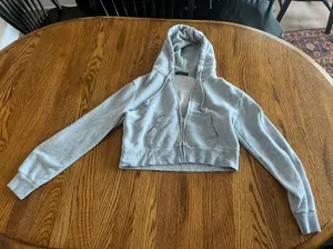 Brandy Melville Gray Full Zip Cropped Jacket thumbnail 1