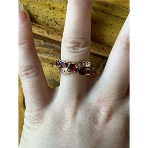 Natural Red Garnet Sterling Silver Ring Size 6.75 thumbnail 3