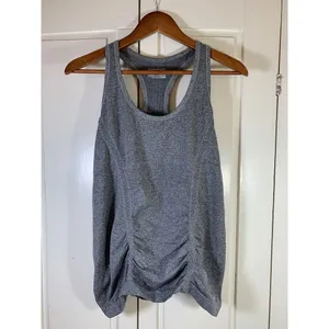 Athleta Fastest Track Medium‎ Seamless Ruched Tank Top Gray Athleisure thumbnail 3