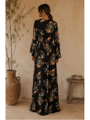 ROKOKO Black Floral Maxi Dress Size XL (22” PTP) NWT thumbnail 2