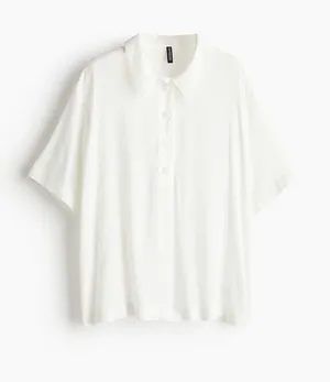 H&M Oversized Sheer CrêPe Polo Shirt thumbnail 1