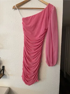 Hello Molly hot pink Not History One-Shoulder Hot Pink Ruched Body-con Dress XS thumbnail 4