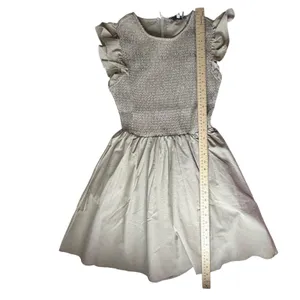 NWT English Factory Smocked Ruffle Sleeve‎ Dress Sz XS Beige Fit & Flare Neutral thumbnail 10