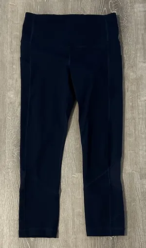 Lululemon 4 Pace Rival High Rise True Navy Crop Athletic Workout Women Leggings‎ thumbnail 1